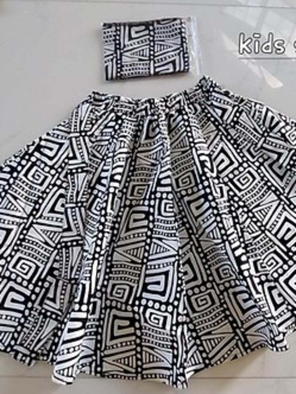 Girl's Black & White Geometric Circle Skirt